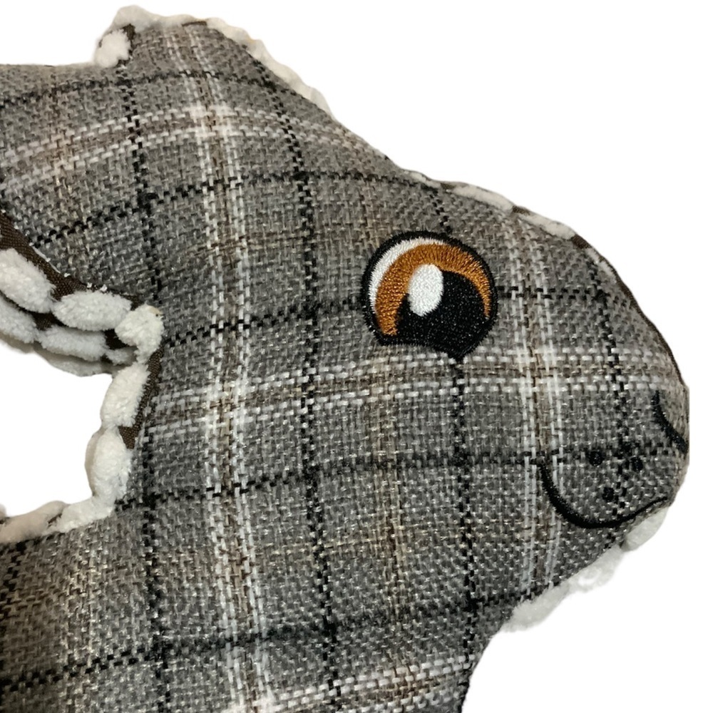 Dog Toss Toy European Home Burlap Bunny Grey White Country Farmhouse Plaid - Picture 6 of 12